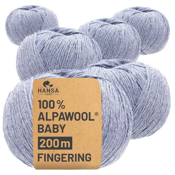 Alpawool® Baby 200 Fingering HF241 - 6x50g Alpakawolle Gletscher Melange