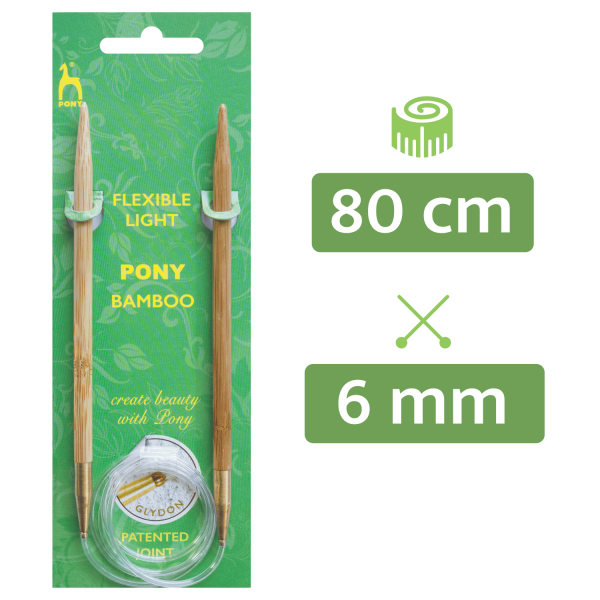 PONY® Bamboo Rundstricknadel 6,00 mm / 80 cm
