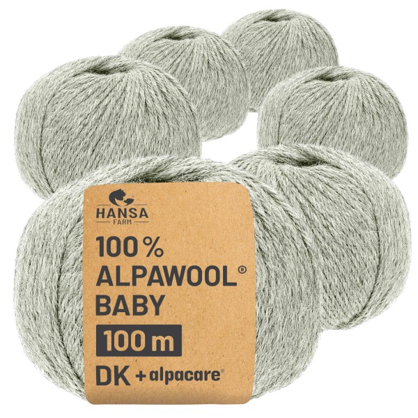 Alpawool® Baby 100 DK waschbar NFA09 - 6x50g Alpakawolle Silbergrau