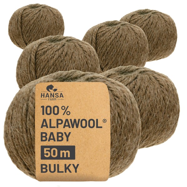 Alpawool® Baby 50 Bulky NFA06 - 6x50g Alpakawolle Braun