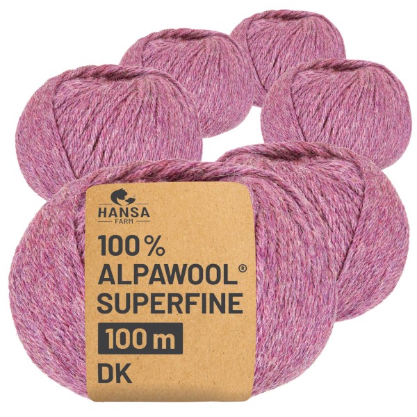 Alpawool® Superfine 100 DK HF197 - 6x50g Alpakawolle Beere Melange