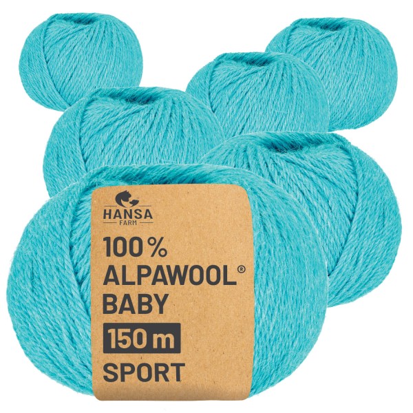 Alpawool® Baby 150 Sport HF255 - 6x50g Alpakawolle Lagune Melange
