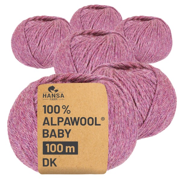 Alpawool® Baby 100 DK HF197 - 6x50g Alpakawolle Beere Melange