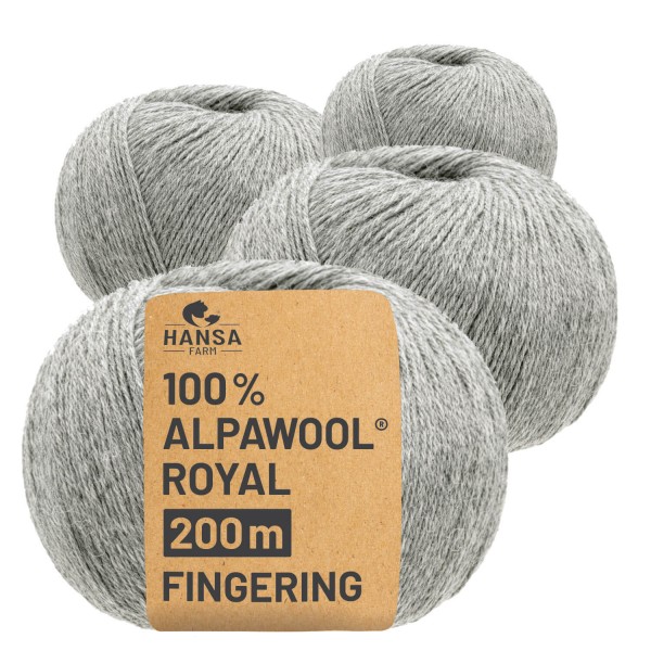 Alpawool® Royal 200 Fingering NFA09 - 4x50g Alpakawolle Silbergrau
