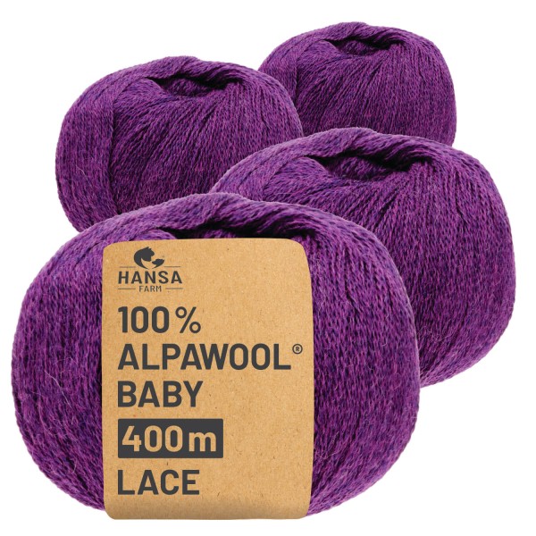 Alpawool® Baby 400 Lace HF204 - 4x50g Alpakawolle Lila Melange