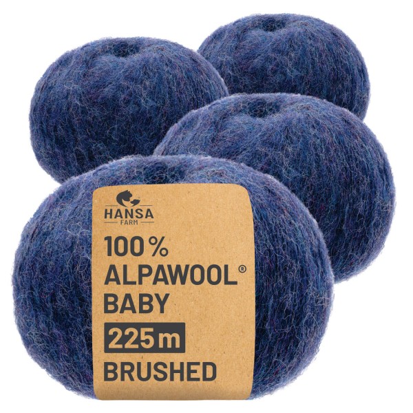 Alpawool® Baby Brushed HF236 - 4x50g Alpakawolle Dunkelblau Melange