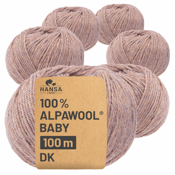 Alpawool® Baby 100 DK HF171 - 6x50g Alpakawolle Creme-Beere Melange