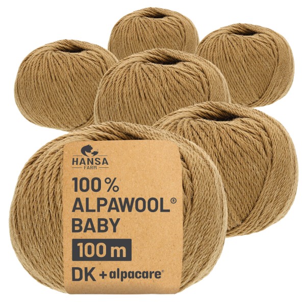 Alpawool® Baby 100 DK waschbar NFA03 - 6x50g Alpakawolle Cappuccino