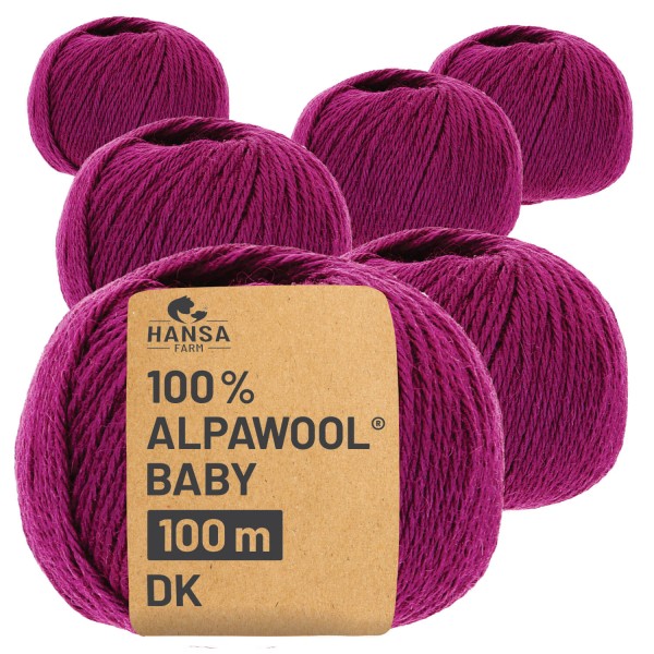 Alpawool® Baby 100 DK CF195 - 6x50g Alpakawolle Tuna Purple