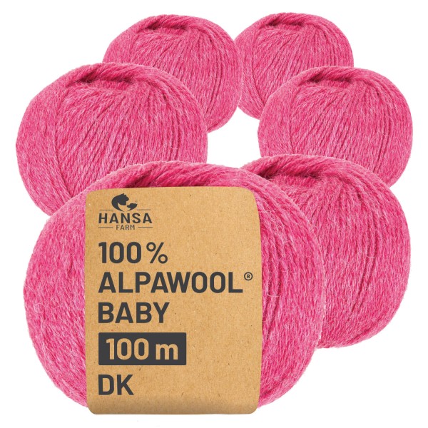 Alpawool® Baby 100 DK HF191 - 6x50g Alpakawolle Himbeersahne Melange