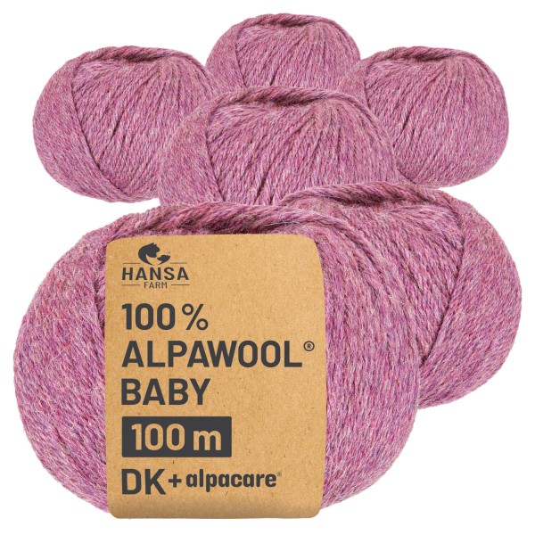 Alpawool® Baby 100 DK waschbar HF197 - 6x50g Alpakawolle Beere Melange