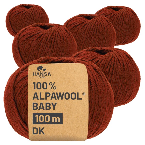 Alpawool® Baby 100 DK CF138 - 6x50g Alpakawolle Rusty Orange