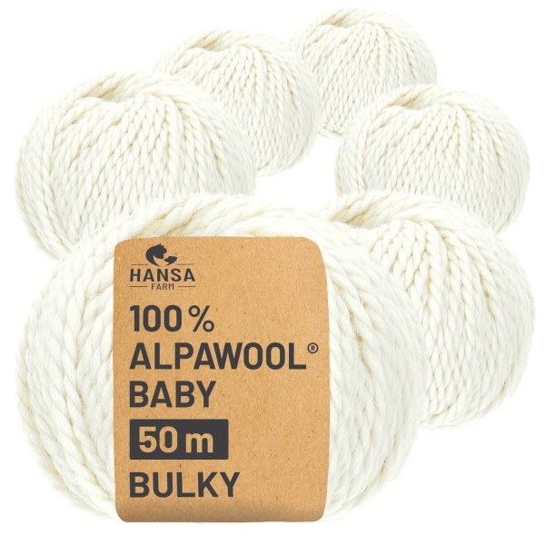 Alpawool® Baby 50 Bulky NFA01 - 6x50g Alpakawolle Natur