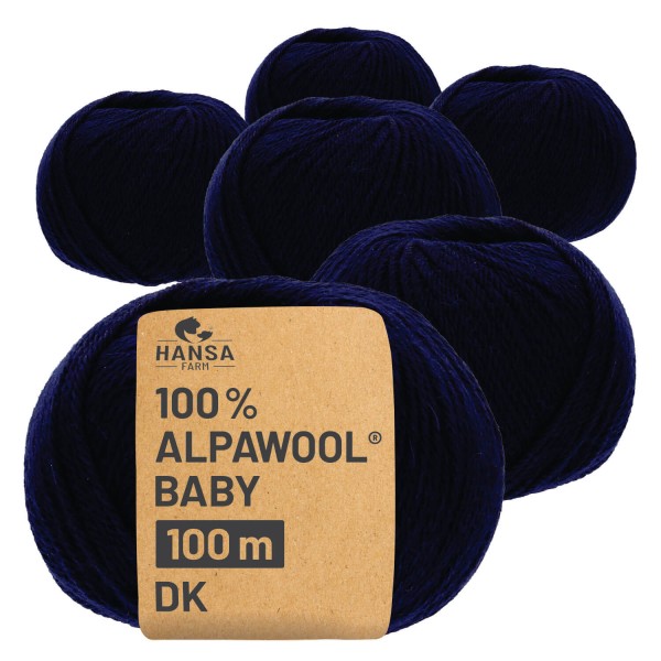 Alpawool® Baby 100 DK CF239 - 6x50g Alpakawolle Dunkelblau