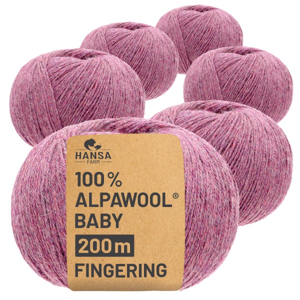 Alpawool® Baby 200 Fingering HF197 - 6x50g Alpakawolle Beere Melange