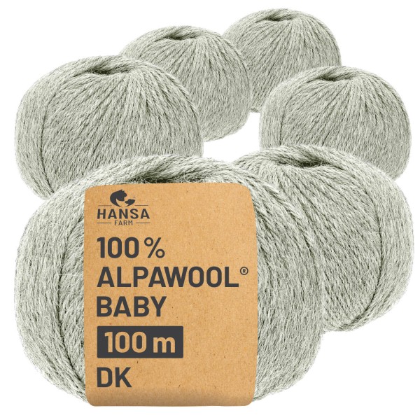Alpawool® Baby 100 DK NFA09 - 6x50g Alpakawolle Silbergrau