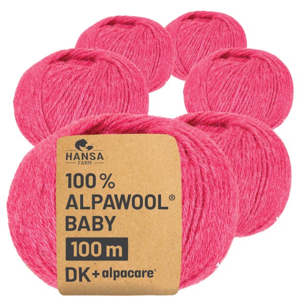 Alpawool® Baby 100 DK waschbar HF191 - 6x50g Alpakawolle Himbeersahne Melange