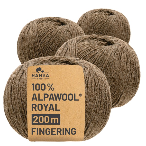 Alpawool® Royal 200 Fingering NFA06 - 4x50g Alpakawolle Braun