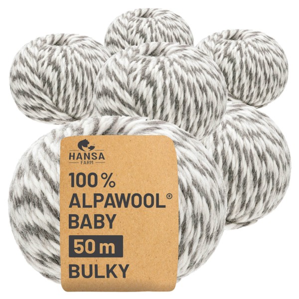 Alpawool® Baby 50 Bulky NFX010 - 6x50g Alpakawolle Schneeleopard