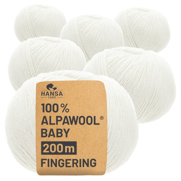 Alpawool® Baby 200 Fingering NFA01 - 6x50g Alpakawolle Natur